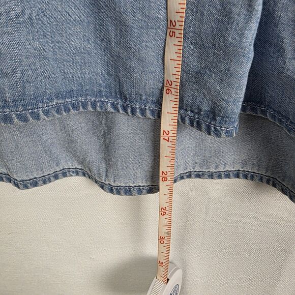 J. Jill Denim Chambray Wash Split Neck Popover Tunic Top Women’s Large Petite - Picture 6 of 6